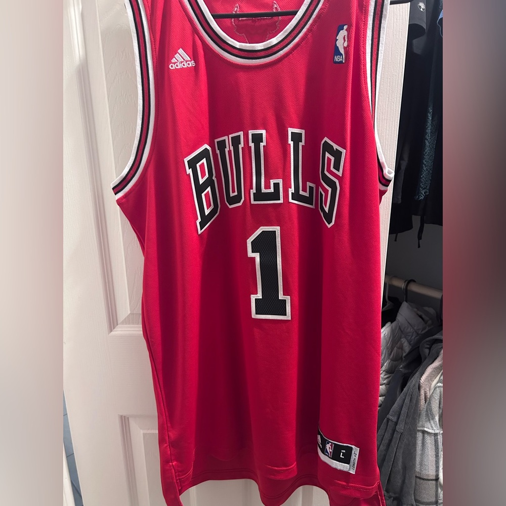 Adidas Chicago Bulls Derrick Rose Swingman Jersey #1 NBA Mens L Length + 2 EUC